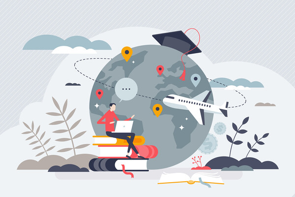 Study abroad programs for global education learning concept.