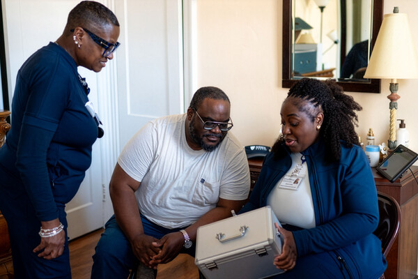 Nurses practice how to talk to patients about properly storing medications