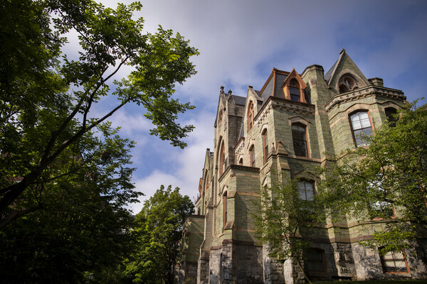 College hall in summer.