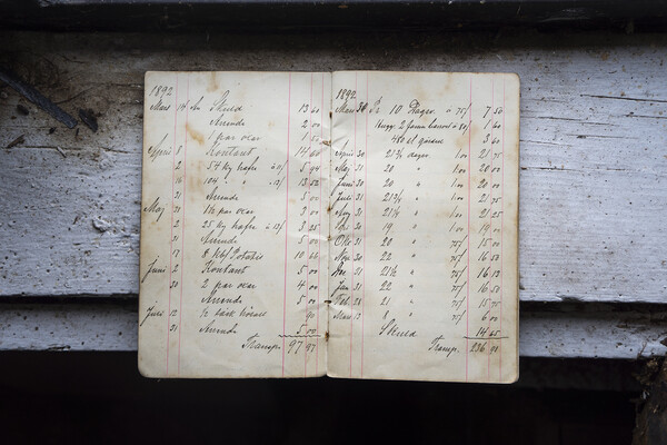 An old handwritten ledger from 1892. 