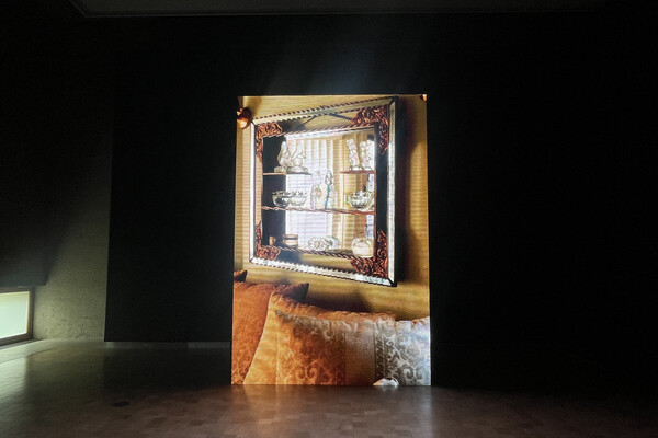 "On Exactitude in Science (Watts)" showing on screen at the Barnes.