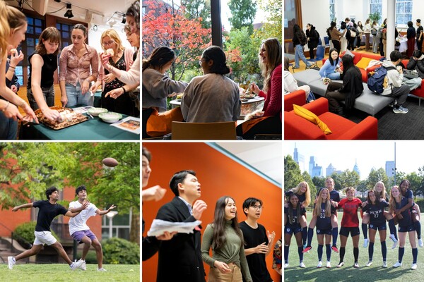 Six images of students enjoying a sense of community on campus.