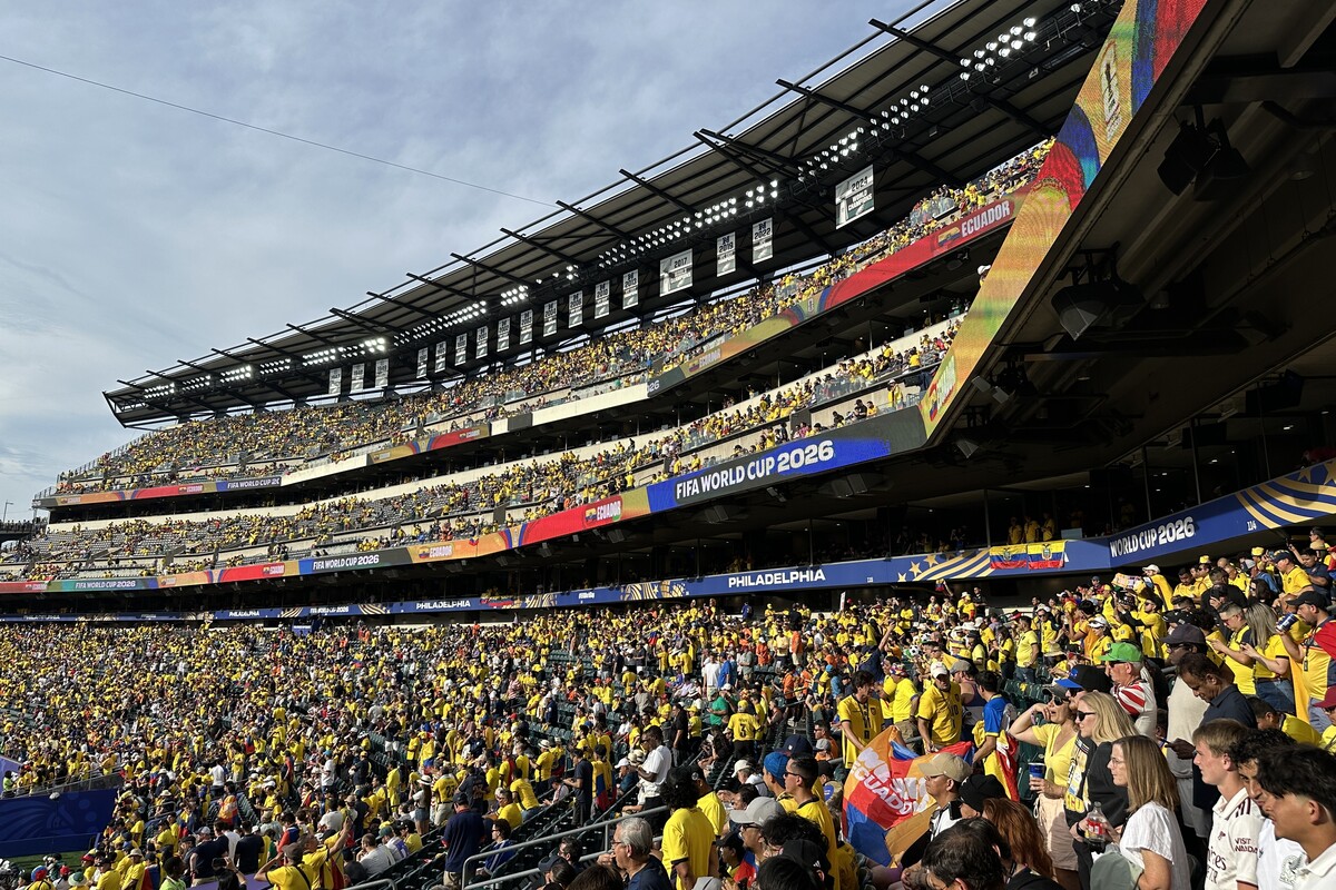 Fans in the stadium in Philly during the World Cup.
