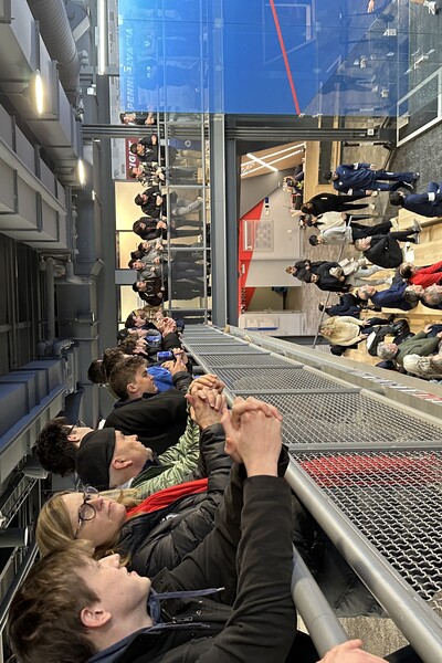 President Liz Magill watches the men’s and women’s squash matches versus Princeton on Saturday at the Penn Squash Center.